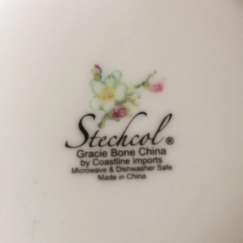 Stechcol Gracie Bone China Ivory Blossoms on Pink Tea Cup NWT 3.25x3.5” - Picture 11 of 16